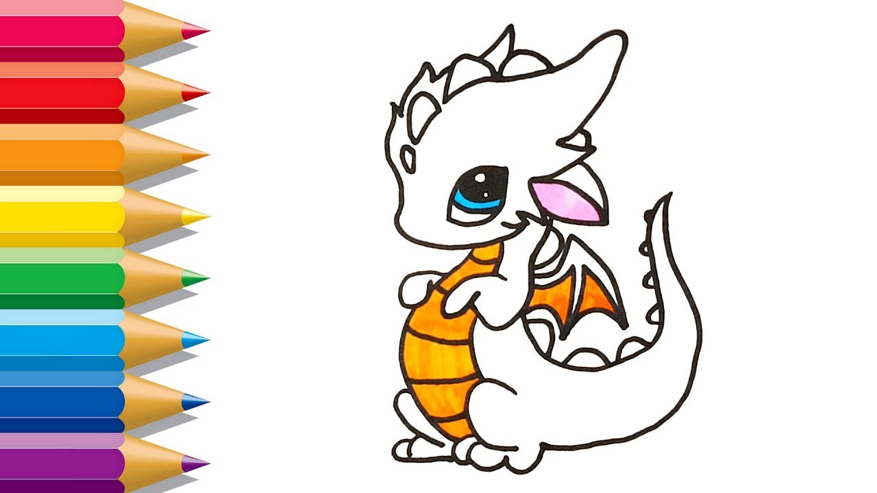 Dragon Coloring Pages How To Draw Dragon For Kids Learn Colors And Drawing For Children Youtube