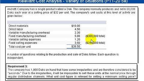 Relevant or Incremental Analysis - Variety of Situations - P11-20 5e