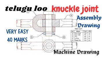 Knuckle Joint Assembly Drawing | Machine Drawing | #Mechanical | B.Tech | #Diploma | Telugu lo
