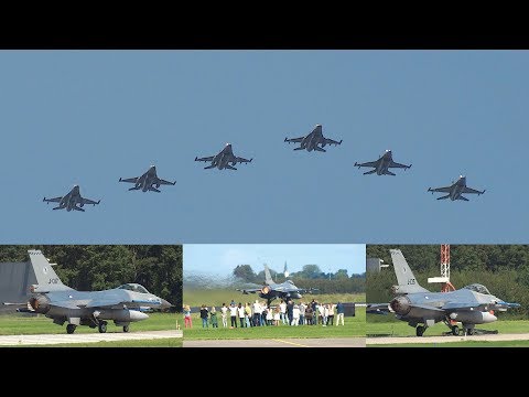 Last flight of 2 RNLAF F16 pilots with flypast and go arounds at Leeuwarden Air Base
