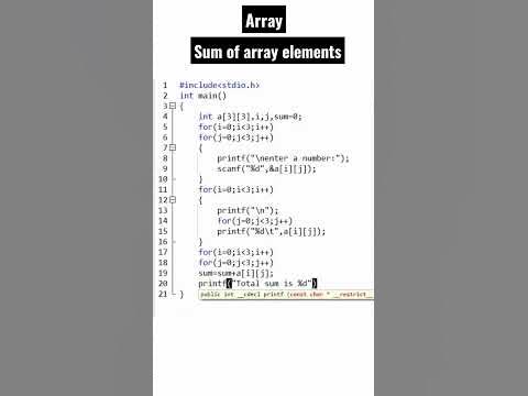 sum of 2d array elements | 2d array | #clanguage #shorts - YouTube