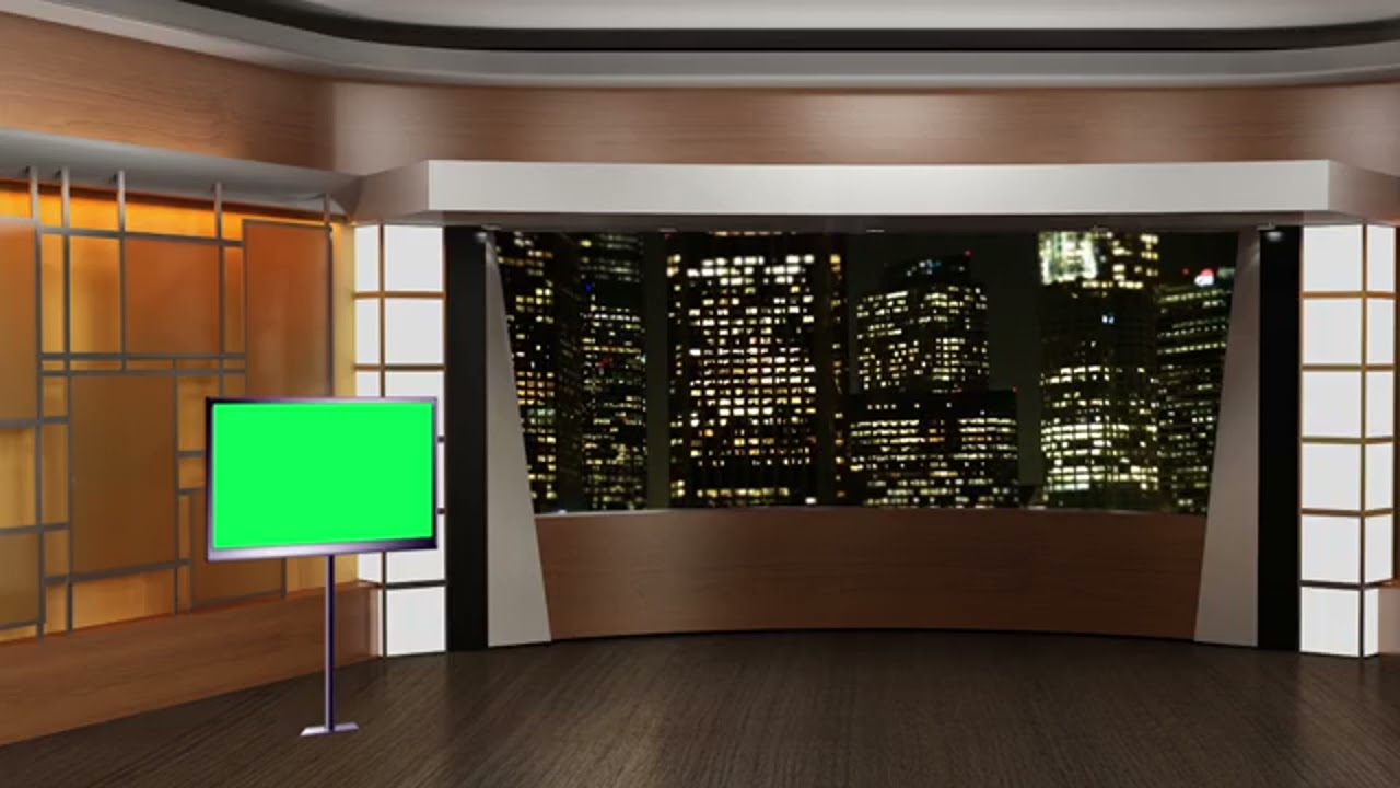 news tv studio virtual green screen background loop 14
