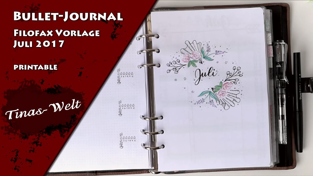 Bullet Journal Filofax A5 Printable Juli 2017