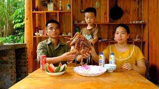 The new house is entering the stage of plastering the walls - Smoked duck eating with the family