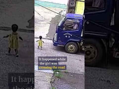 Toddler escapes serious injuries after getting hit by truck #shorts