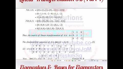 Linear Transformation, Eigenvalues and Bases for Eigenspaces in 3D(Part I) - 94 || A. H. Khilji