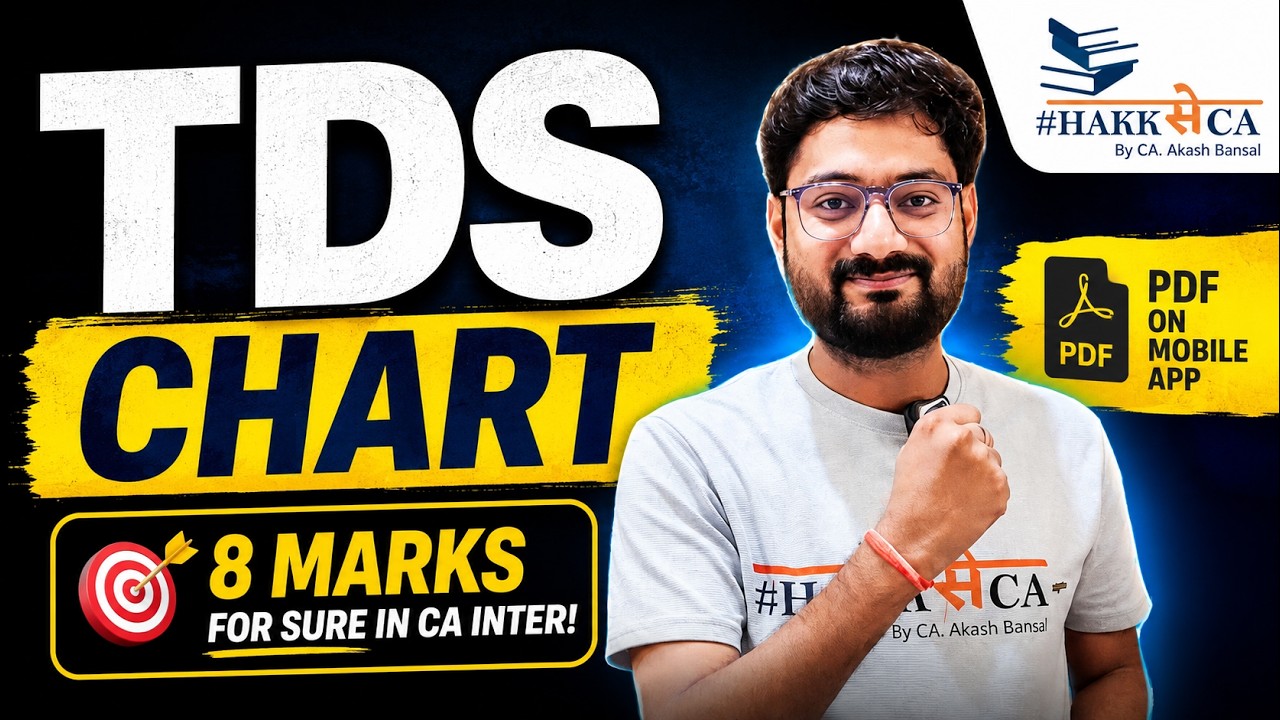 One Shot TDS Chart | CA Inter Taxation | All Important Adjustments | PDF
