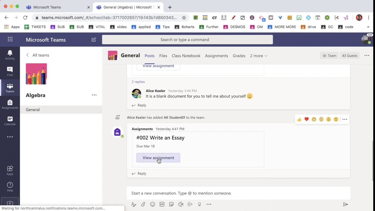 Student Finds Their Assignment From General Chat In Microsoft Teams Youtube