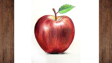 How to draw a Realistic Apple color Drawing for beginners  | step by step tutorial