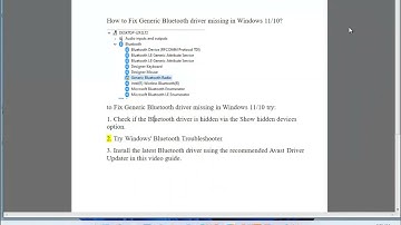 Fix Generic Bluetooth driver missing in Windows 11/10/8/7