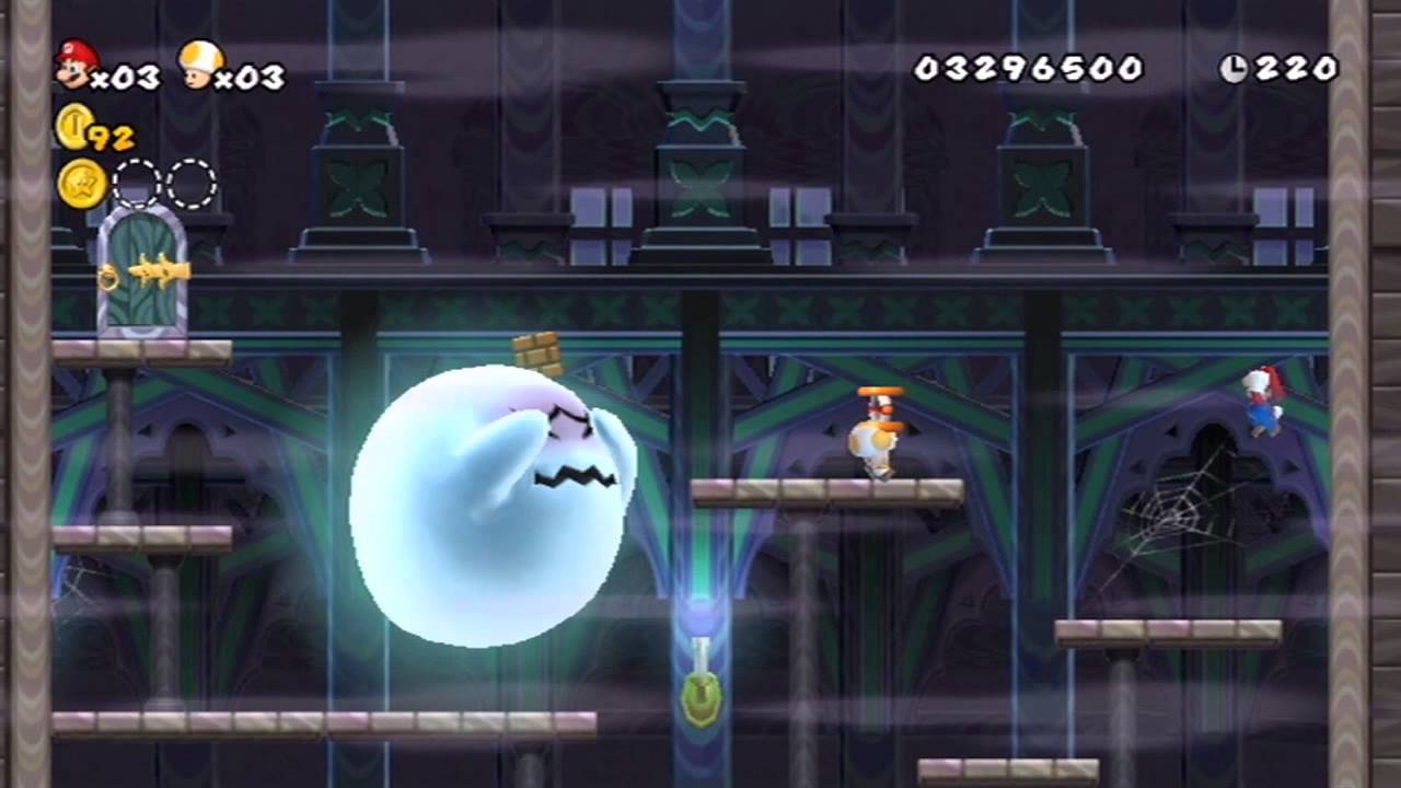 New Super Mario Bros Wii Monde 7 Niveau 7 Maison Fantome Sortie Secrete Youtube