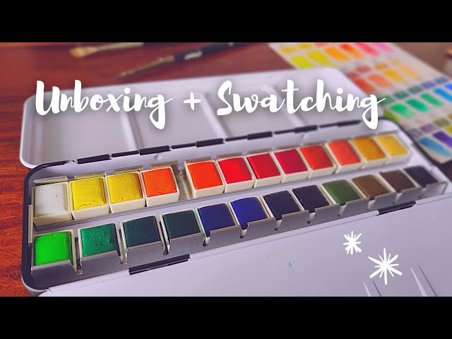 Unboxing and Swatching of Mungyo Professional Watercolors - 24