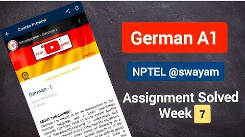 Week 7 NPTEL German A1 Assignment solved Answers  ll Assignment German A1 NPTEL