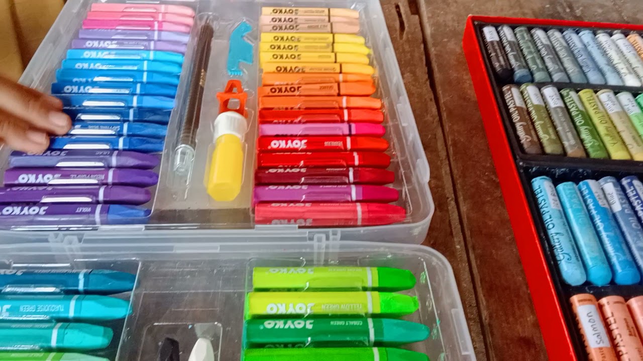 memperpandingkan antara oil pastel joyko 72 warna dan oil pastel