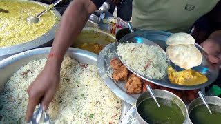World Cheapest Veg Meals in Kolkata | Khichdi @20 Rs | Fried Rice 25 Rs (Curry-Papad-Beguni-Chutney)