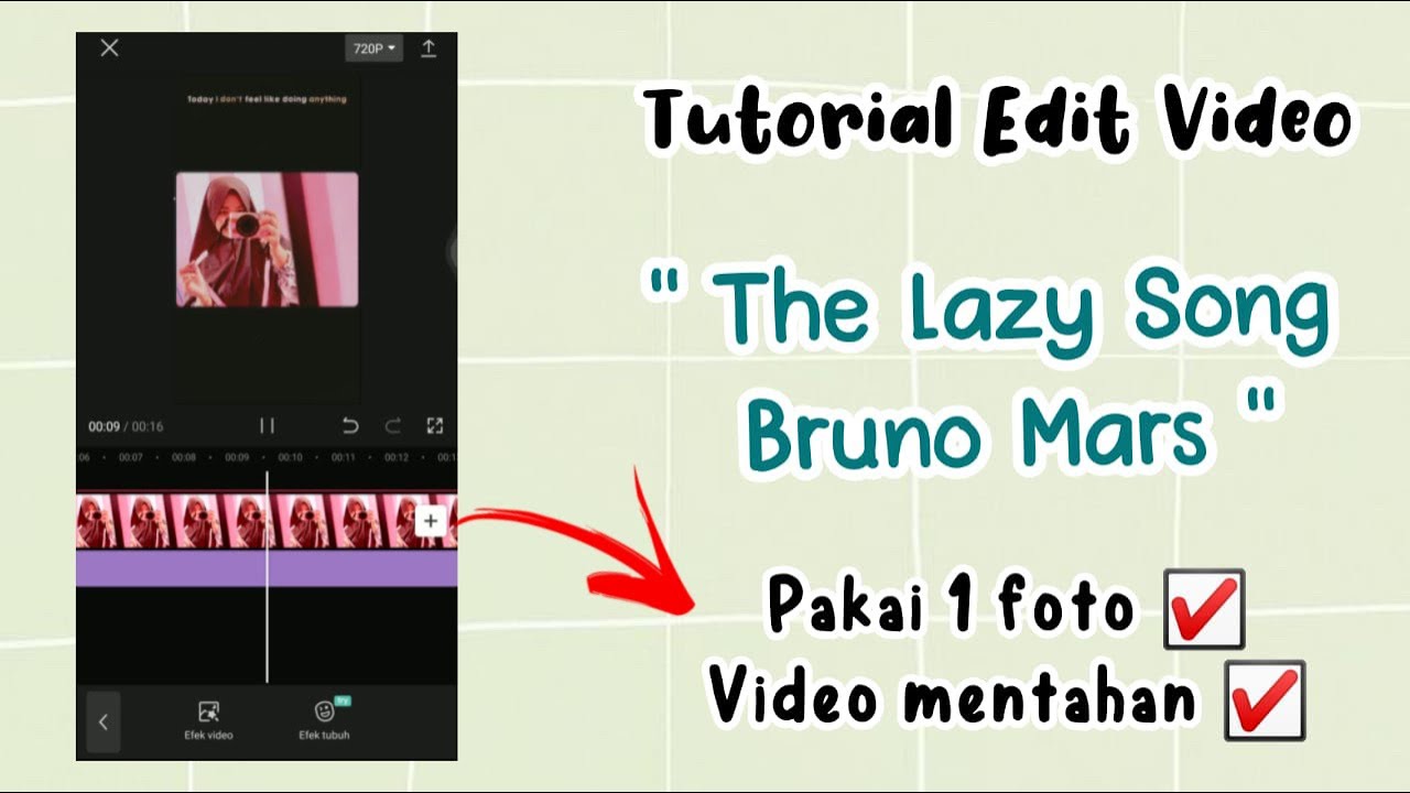 Cara edit video tiktok pake lirik lagu "The Lazy Song" di aplikasi