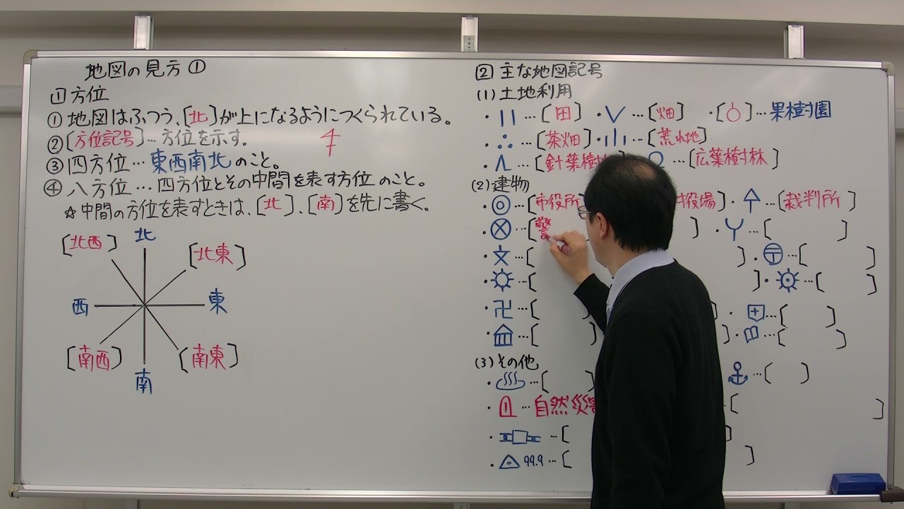 小学４年生向け 社会 地図の見方 方位 地図記号 Youtube