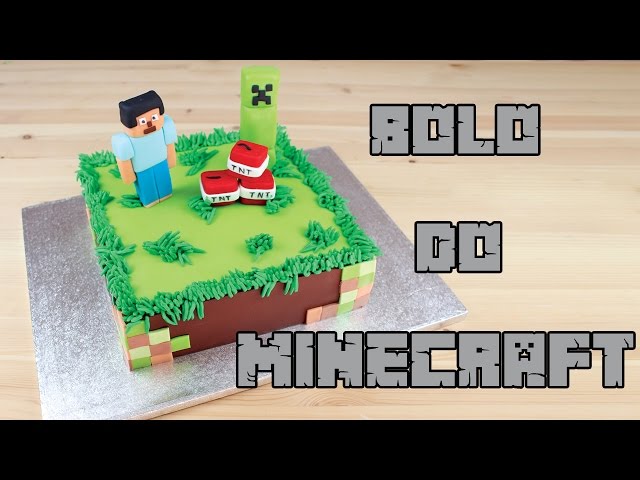 Bolo de Leite Ninho: Bolo Minecraft quadrado com TNT de Leite Ninho