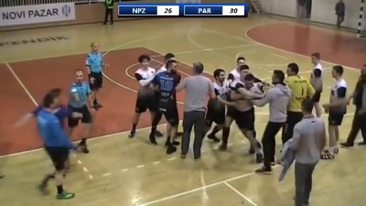 Fight between RK Partizan Beograd handball players - YouTube