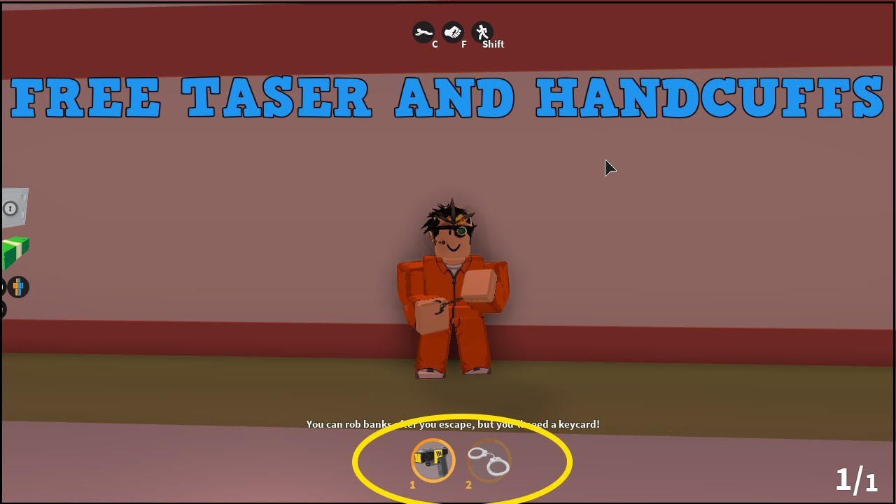 Roblox Jailbreak How To Get Handcuffs And Taser As Prisoner Youtube - handcuff roblox
