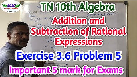 TN 10th Maths|Algebra|Addition and subtraction of Rational Expressions|Exercise 3.6|Problem 5|Tamil