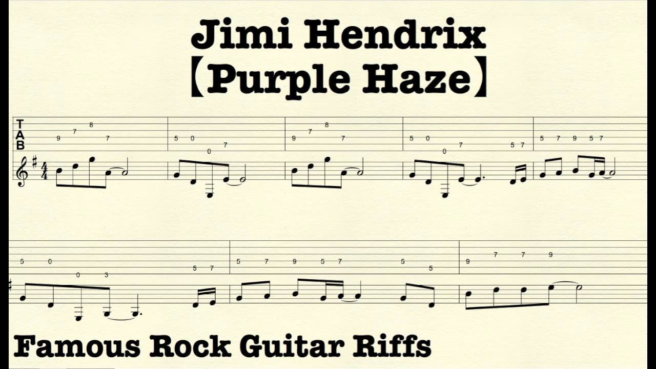 Famous Rock Guitar Riffs with TABs【Purple Haze】JimiHendrix ...
