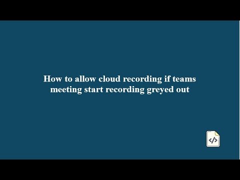 How to enable recording option in Microsoft teams meeting? - YouTube