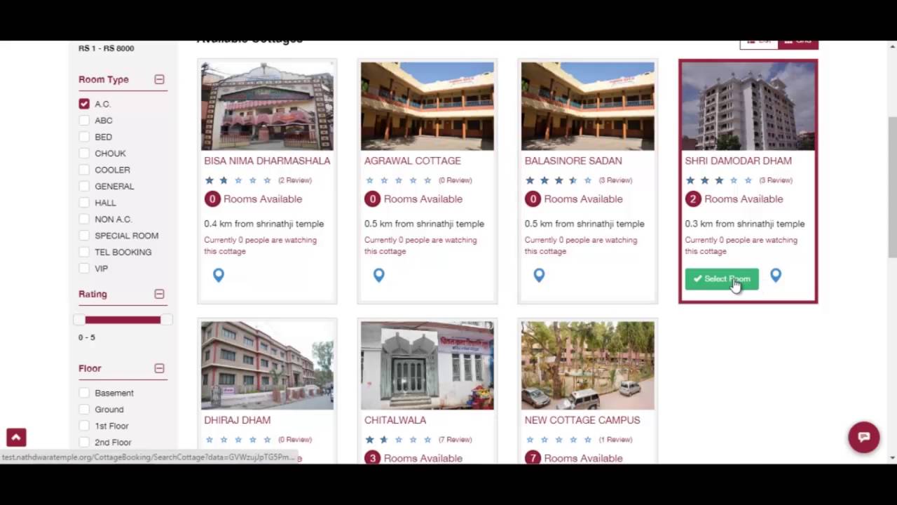Cottage Booking Demo Nathdwara Temple Board Youtube