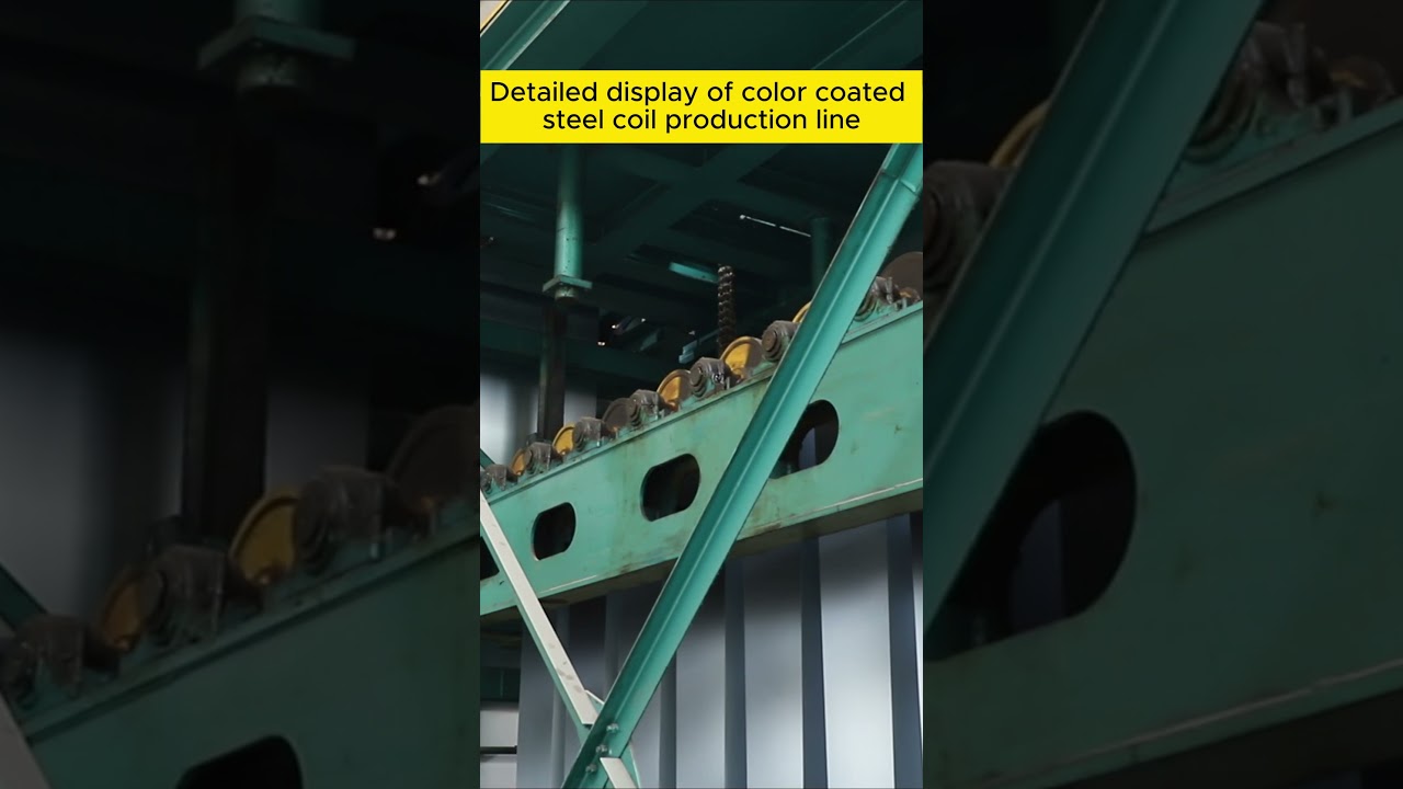 Detailed display of color coated steel coil production line.