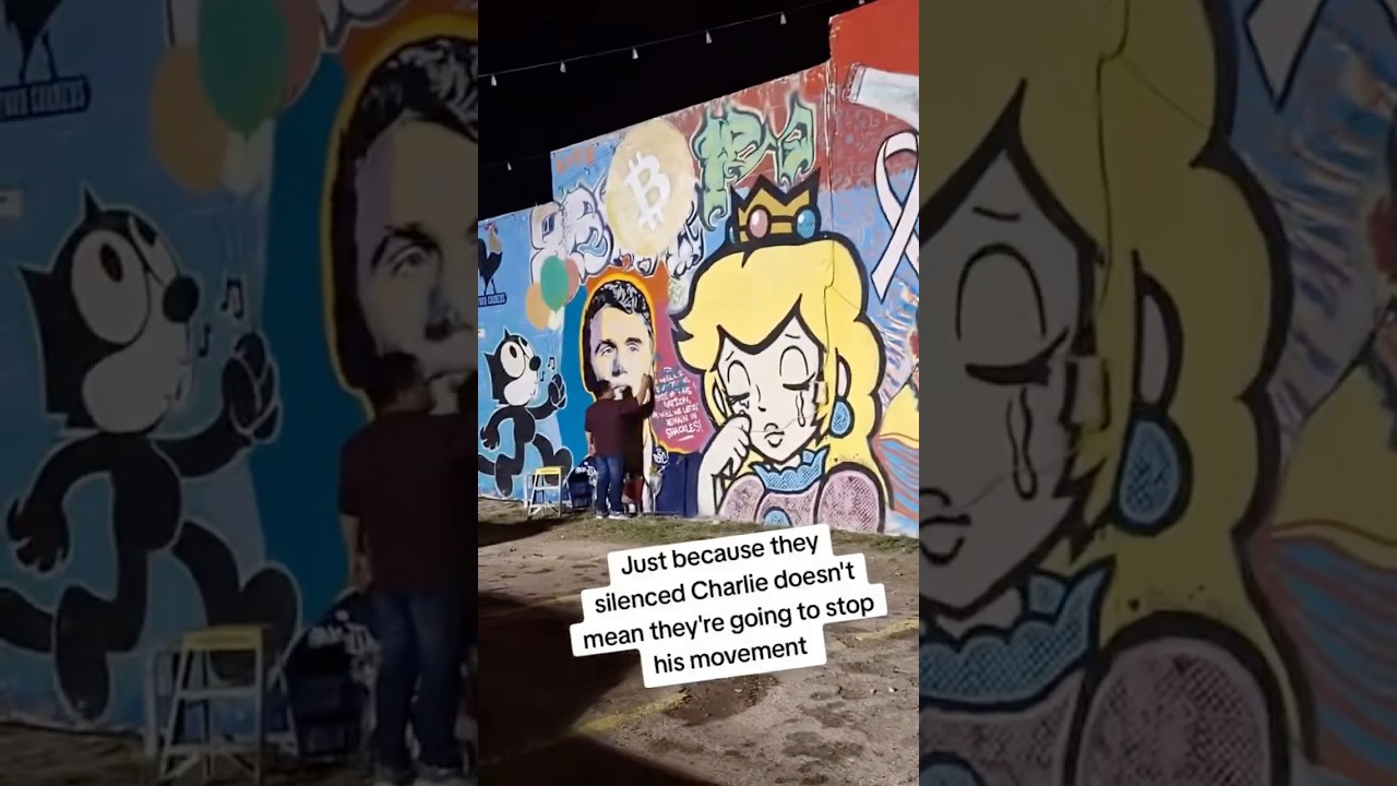 Charlie Kirk mural vandalized in Edinburg, Texas. Artist Alexandro Gregoria restored it 🎨