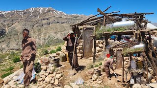 🪵 Iranian Nomadic Lifestyle: Building a Wooden House in the Lush Zagros Mountains 🏔️🌿