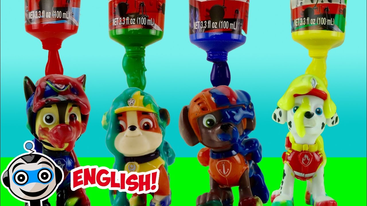 The Paw Patrol have a paint bath with Thomas Bath Paints 