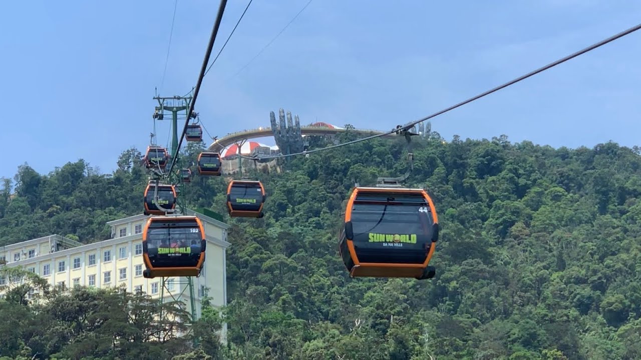 cảnh đà nẵng  2022  Toàn tuyến Cáp treo lên đỉnh Bà Nà Hills, Đà Nẵng và toàn bộ phong cảnh hùng vĩ bên dưới cáp treo