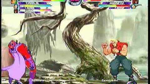 MvC2 Online (360): Brett (RomSlash) vs Gamweasel (Guile/Mag/Tron) 3 .:12.28.09:.