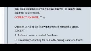 NFHS Basketball Rules Test Questions And Answers.