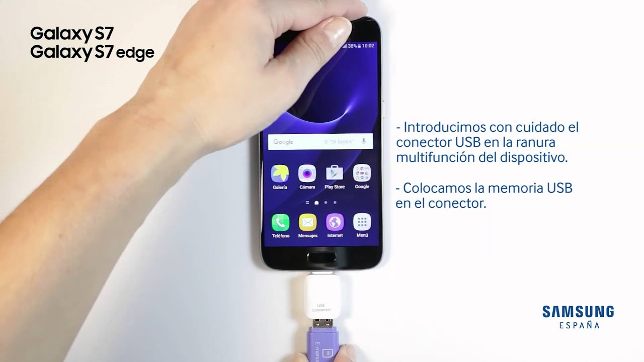 Rugido Contratado Polvoriento Cómo conectar una memoria USB y extraerla de forma segura en Samsung Galaxy  S7 y S7 Edge - YouTube