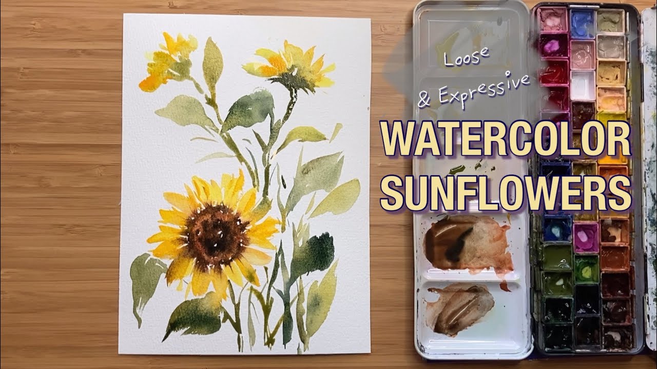 Loose & Expressive Watercolor Sunflowers - YouTube