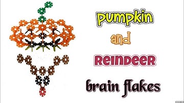 How to build Pumpkin and Reindeer using Brain Flakes | Interlocking discs and Building blocks Toys