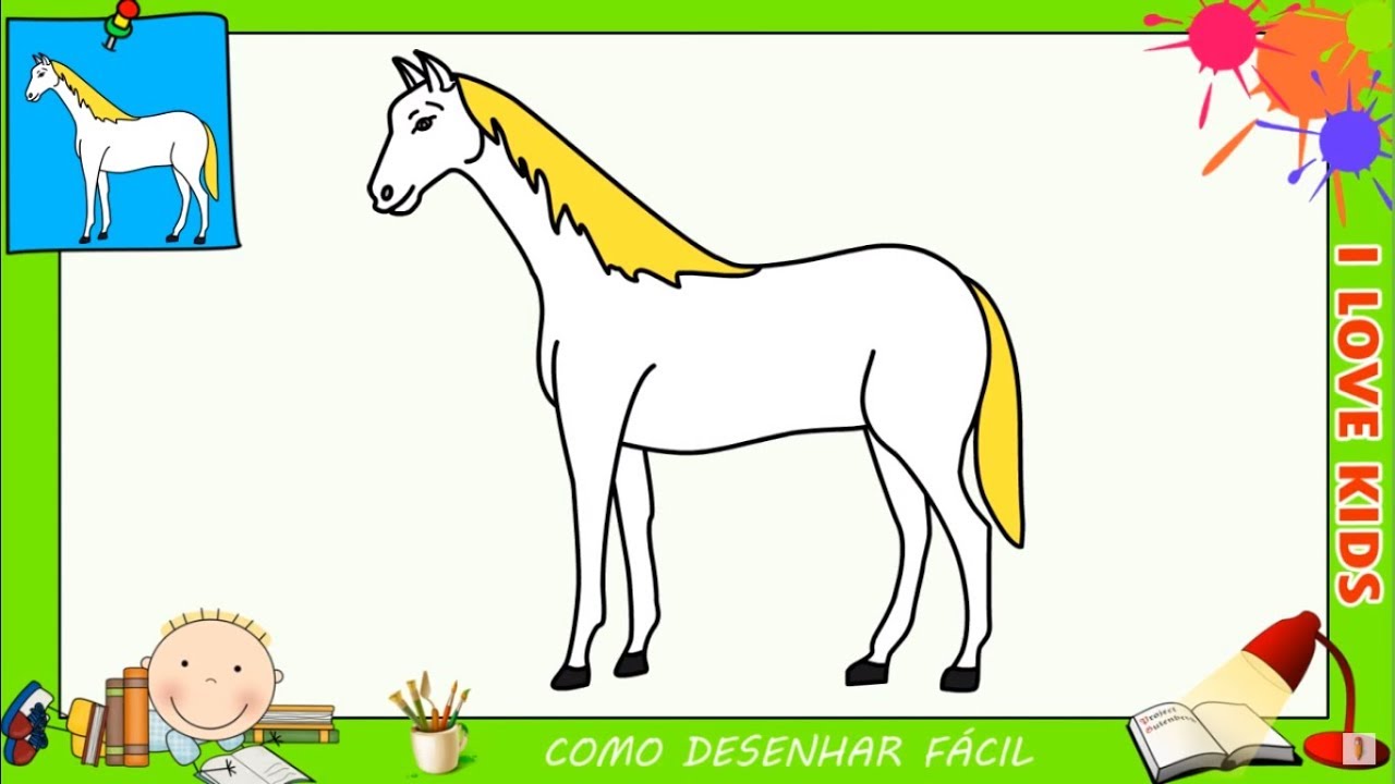 Como desenhar um cavalo FACIL passo a passo para crianças e