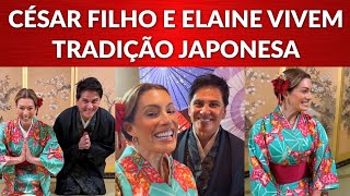 Elaine Mickely e César Filho conhecem um dos costumes mais famosos do Japão