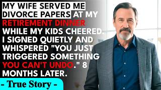 My Wife Handed Me Divorce Papers At My Retirement Dinner While My Kids Cheered. I Quietly Signed...