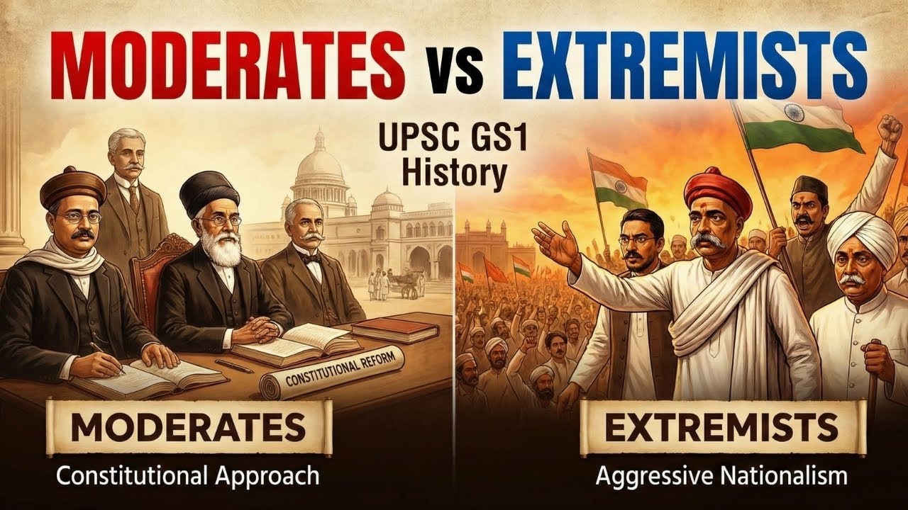 UPSC GS-1:Moderates and Extremists Debate Explained | Prelims + Mains