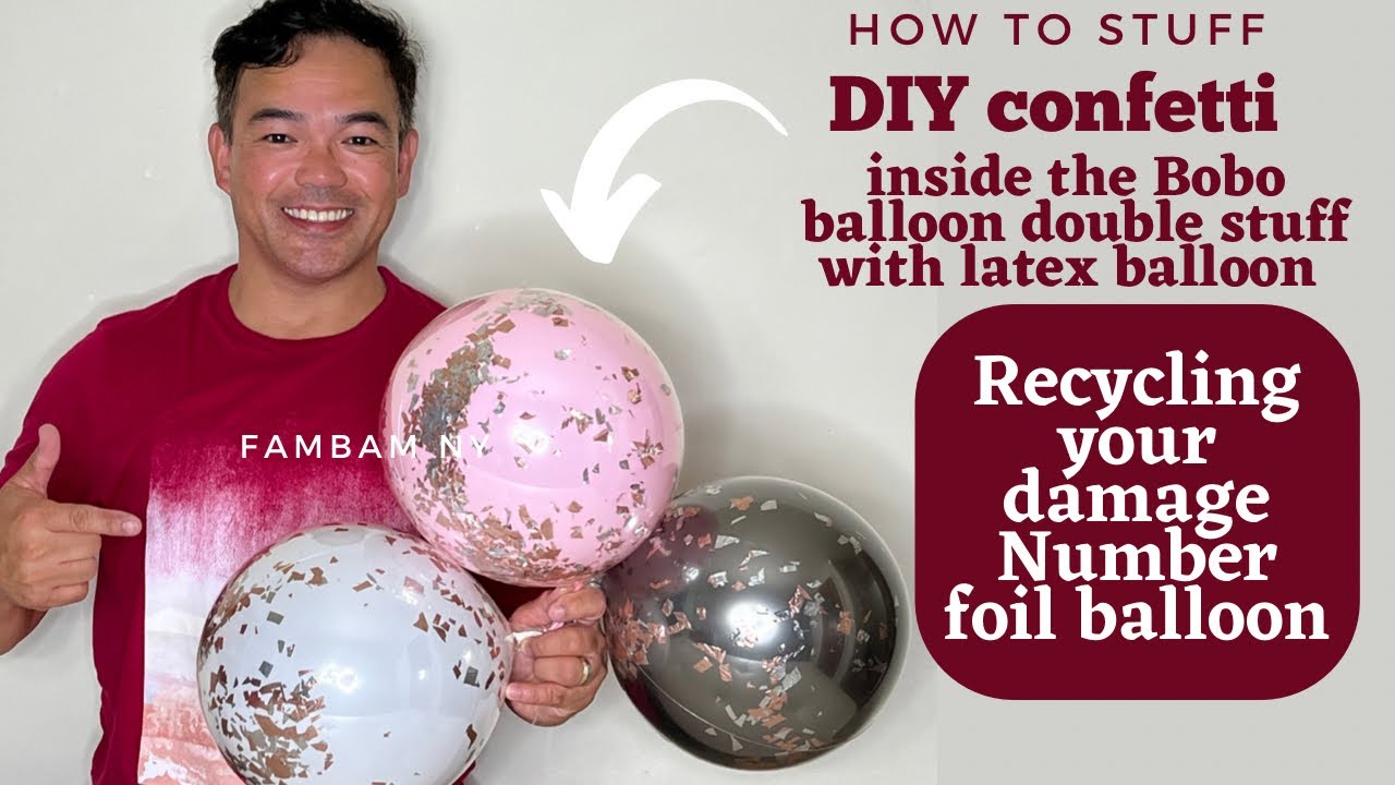 DIY confetti inside Bobo balloon (Recycling damage foil balloon) 