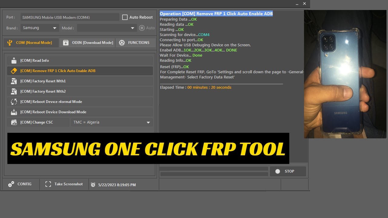 Samsung FRP Tool 2023 MTK Qualcomm Erase FRP, Data format/Factory reset,  MTP Bypass, Adb FRP Reset 