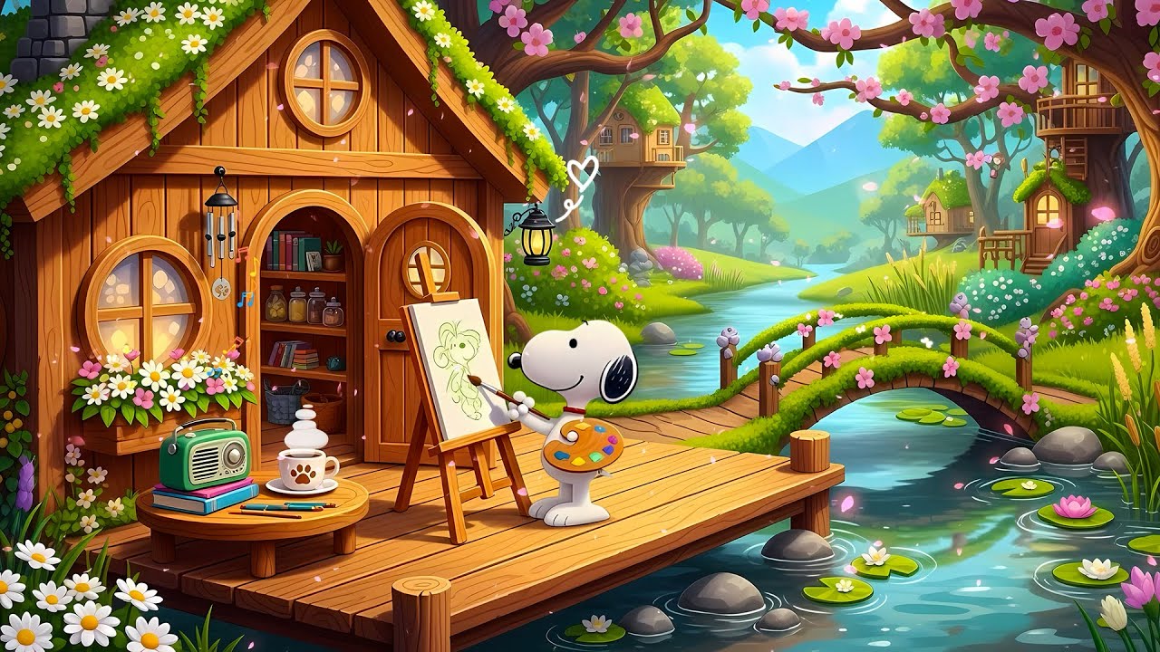 Snoopy’s Quiet Art Painting 🎨 Cozy Spring Lofi Vibes 🌸 Gentle Lofi Chill for Relax & Focus 🌿
