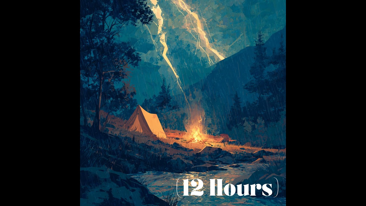 Creekside Campfire in a Thunderstorm for Sleep 🔥 Crackling Fire, Rain & Flowing Water | Sleep Sou...