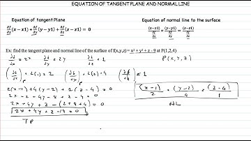 EQUATION OF TANGENT PLANE AND NORMAL LINE (Solved Example)