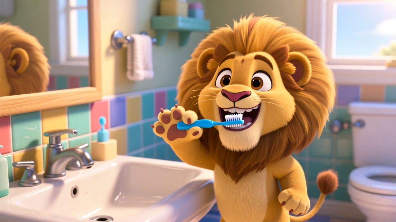 Good Morning Leo 🌞🦁 | Fun Brushing Nursery Rhyme for Kids | Sing & Learn Hygiene