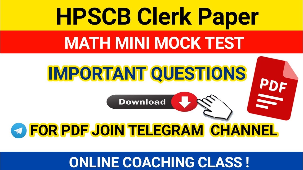 Math Mini Mock Test For HPSCB | HP State Cooperative Bank Junior Clerk ...