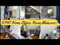 EPIC HOME OFFICE & BEAUTY ROOM MAKEOVER / NAVY BLUE, GOLD, WOOD DECOR, LOWER BUDGET OFFICE MAKEOVER